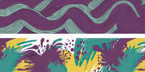 Vibrant Washi Paper Design with Wavy Brushstroke