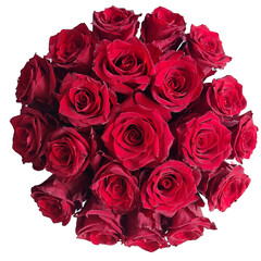bouquet of red roses on a transparent background