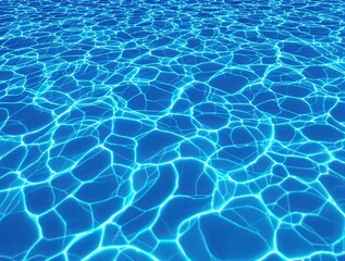 Fototapeta premium Blue floor mat with stripe reflections on rippling wave pool water, pattern, floor mat, stripe reflections, abstract, background