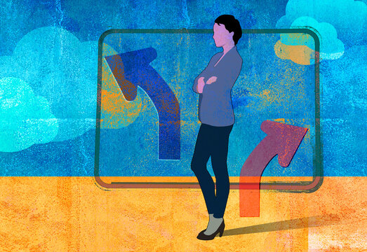 Woman deciding direction