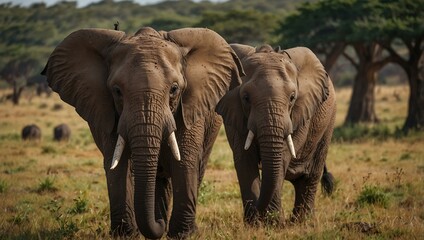 Obraz premium Elephants roaming in Kenya.