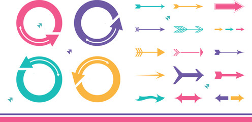 Arrow icon set isolated on white background