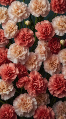 Wallpaper of Beautiful Pink Carnation Flowers Isolated on White Background