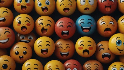 Obraz premium Emojis expressing emotions like joy, sadness, anger, and despair.