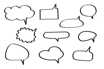 Fototapeta premium Speech bubbles collection, think speak talk text box, banner. Flat vector design