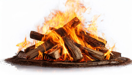 Fogata en fondo blanco