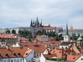 Obraz premium Aerial view of Prague, seen from Lesser Town Bridge Tower, Czech Republic