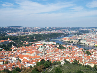 Obraz premium Aerial view of Prague, seen from Petri­n Lookout Tower, Czech Republic
