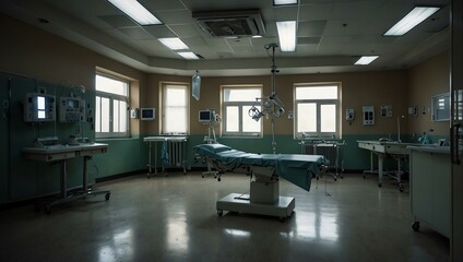 Empty operating room in a hospital.