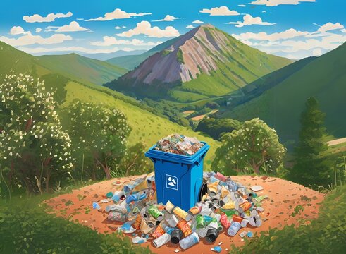 trash bin on the mountain