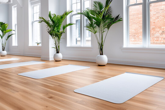 Yoga Class in Serene Studio with Natural Light
