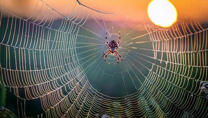 spider web with dew drops