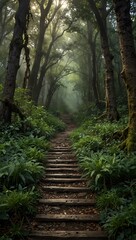 Obraz premium Enchanted path through ancient wilderness.