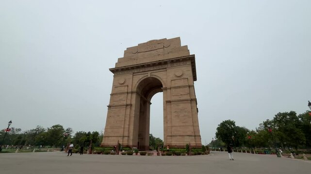 New Delhi, Delhi, India - 7 31 2024: 4K Cinematic Video of India Gate