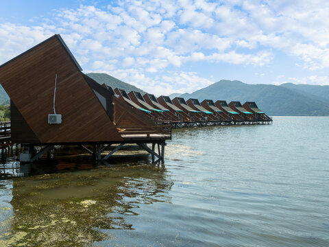 Lacustrine resort at Berzasca village, Romania, Caraș-Severin County.