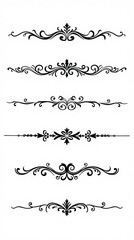 Obraz premium Elegant Black Ornamental Borders on White Background for Design