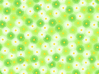 Floral seamless pattern with white and green color palette doodle design on light green background vector illustration