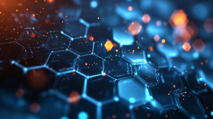 background with light blue laser light hexagons