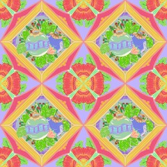 Fototapeta premium Discover our Christmas ball designs with a holly berry background, accented with vibrant and adorable flowers.