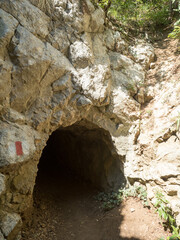 Ancient tunnel on Cheile Nerei National Park, Romania .This is a protected area situated in Caraş-Severin County.