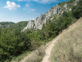 Hiking trail on Cheile Nerei National Park, Romania, Caraş-Severin County