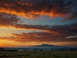 Obraz premium Epic landscape of sunrise or sunset sky.