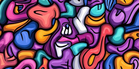 Obraz premium Colorful abstract design featuring vibrant shapes and patterns