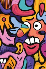 Obraz premium Colorful abstract faces blending in vibrant artwork