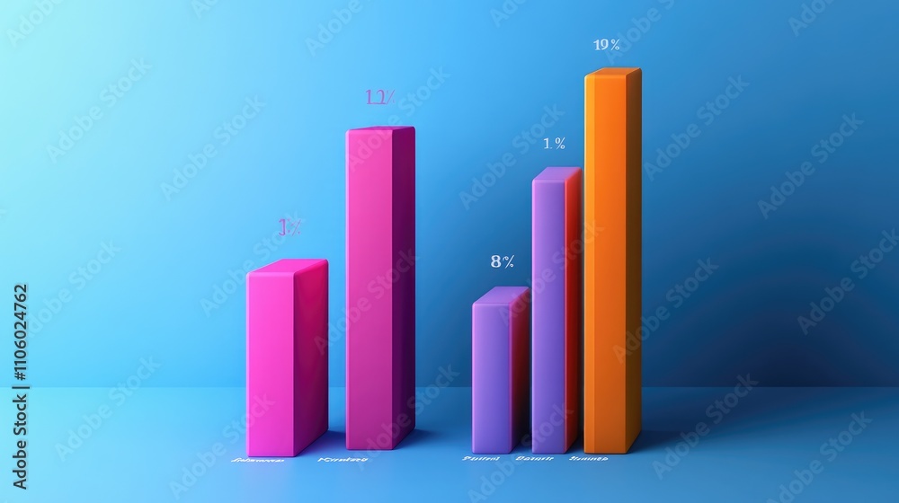 Poster a side-by-side comparison of two 3d bar charts, illustrating different financial performance metrics