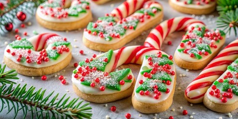Christmas Candy Cane Cookies Festive Treats with Icing Details