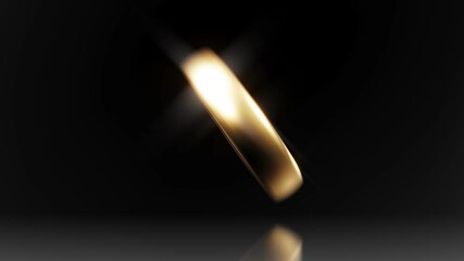 Gold shine ring on mirror surface able to loop endless 4k
