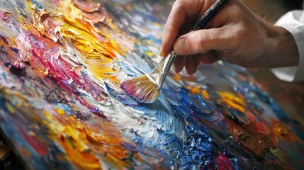 Obraz premium An artist painting with enthusiasm, pouring passion and energy into every brushstroke
