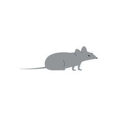 Gray Mouse Side Profile Illustration with Long Tail