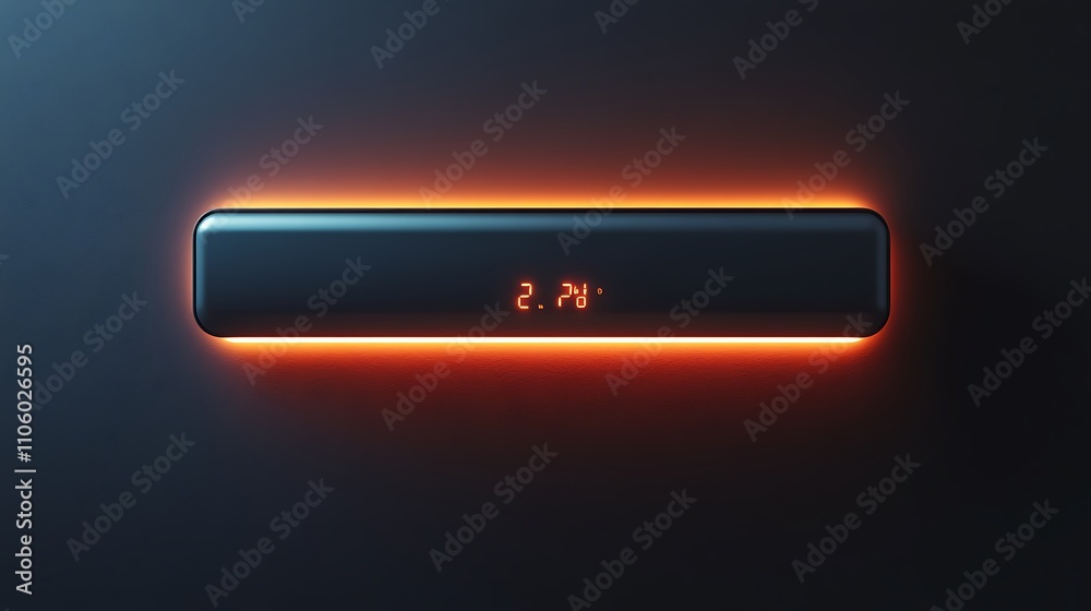 Wall mural illuminated digital display panel shows temperature reading