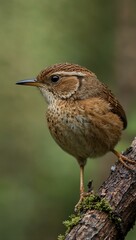 Fototapeta premium European wren perched on a branch in nature.