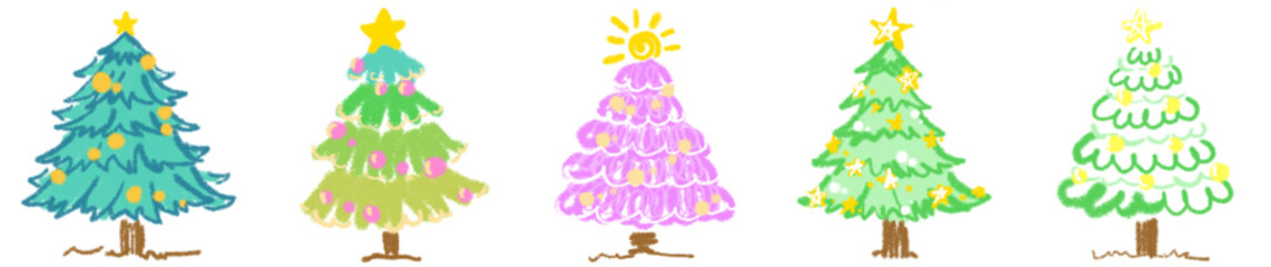 Christmas tree watercolor isolated on white background, Set of greenery Christmas pine tree watercolor vector illustration