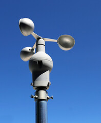 Professional anemometer with a rigid rod for measuring wind speed with three metal hemispheres