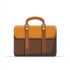 Vintage Brown and Orange Leather Briefcase Illustration
