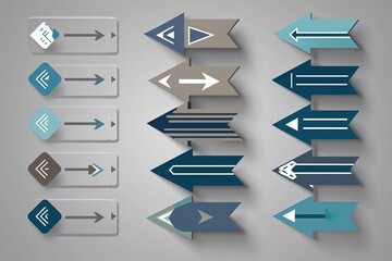 Fototapeta premium Complete Arrow Icon Collection for Enhanced Directional Navigation and Visual Interaction
