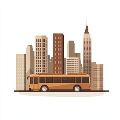 City Bus in Urban Skyline