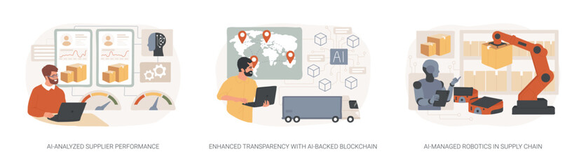 AI-driven Supply Chain abstract concept vector illustrations.