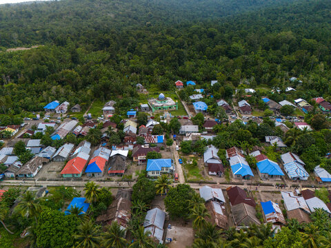 Aerial View of Angar Village in East Seram Regency, Maluku, Indonesia