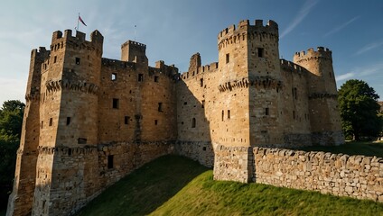Exploring ancient castle walls and towers with historical architecture.