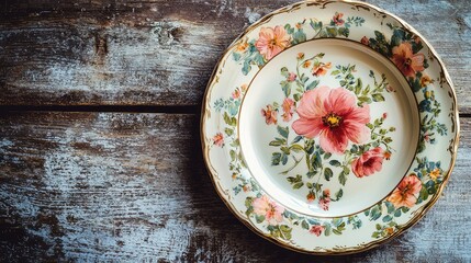 Vintage Ceramic Plates Featuring Floral Prints Perfect for Rustic Decor and Dining, Evoking a Timeless Charm and Elegance in Every Setting