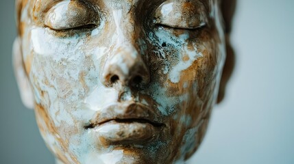 Stunning Ceramic Sculpture Capturing the Essence of a Woman's Face with Exquisite Glaze and Detail, Perfectly Designed for Artistic Display and Collection