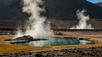 Exploring the geothermal fields of El Tatio, Atacama Desert, Chile.