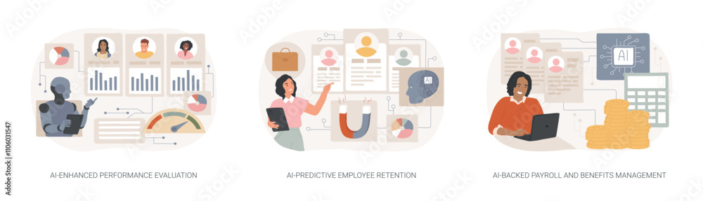 Wall mural artificial intelligence in hr abstract concept vector illustrations.