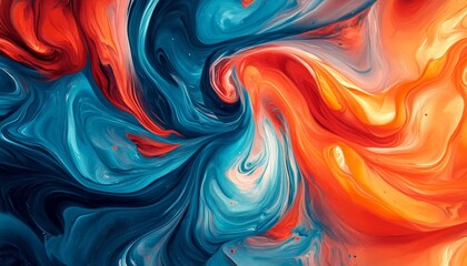 Obraz premium Vibrant Fluid Abstract Art with Swirling Blue Red Colors