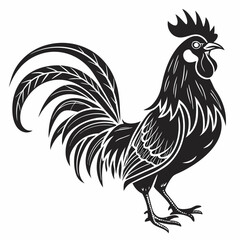 Rooster Silhouette Icon in Black Vector Style on white background.