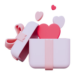 3D World Valentine's Day gift with open gift box and love Illustration